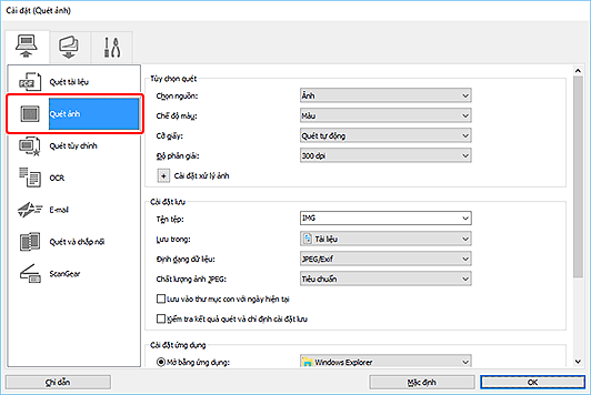 hình: Hộp thoại Cài đặt